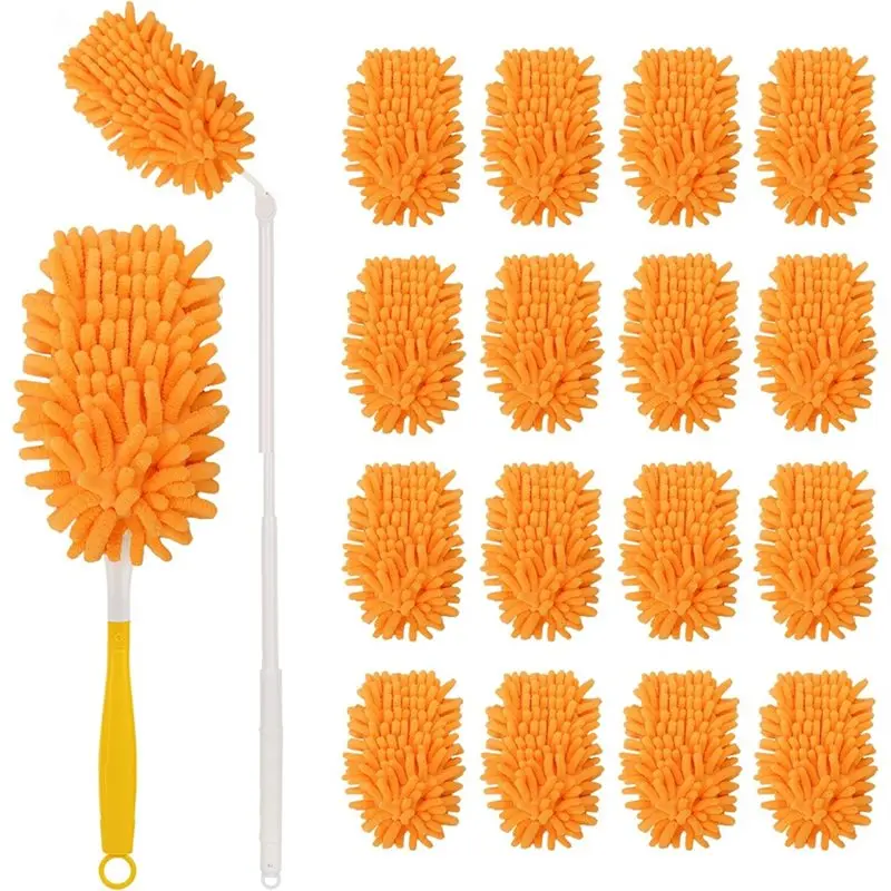 

【HOT ITEMS】Reusable Duster Refills 16Pcs Hand Duster Extended Handle,360 Heavy Duty For Office Ceiling Fan For Cleaning