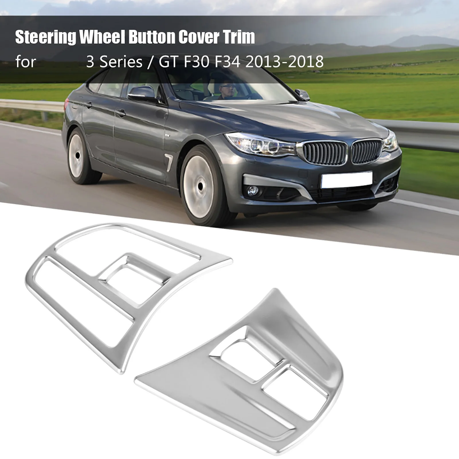 Steering Wheel Button Cover Trim For BMW 3 Series GT F30 F34 2013-2018 ABS Matte Chrome Interior Steering Wheel Stickers