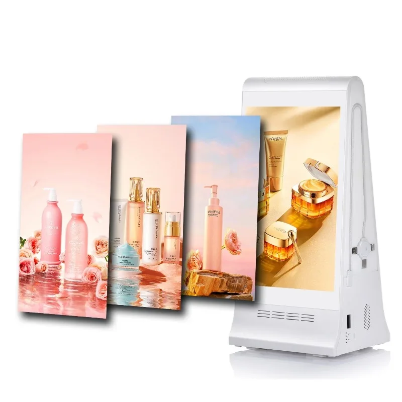 HD Touch Screen Table Menu Display - Rechargeable LCD Advertising Player, QR Order & WiFi Update for Restaurants