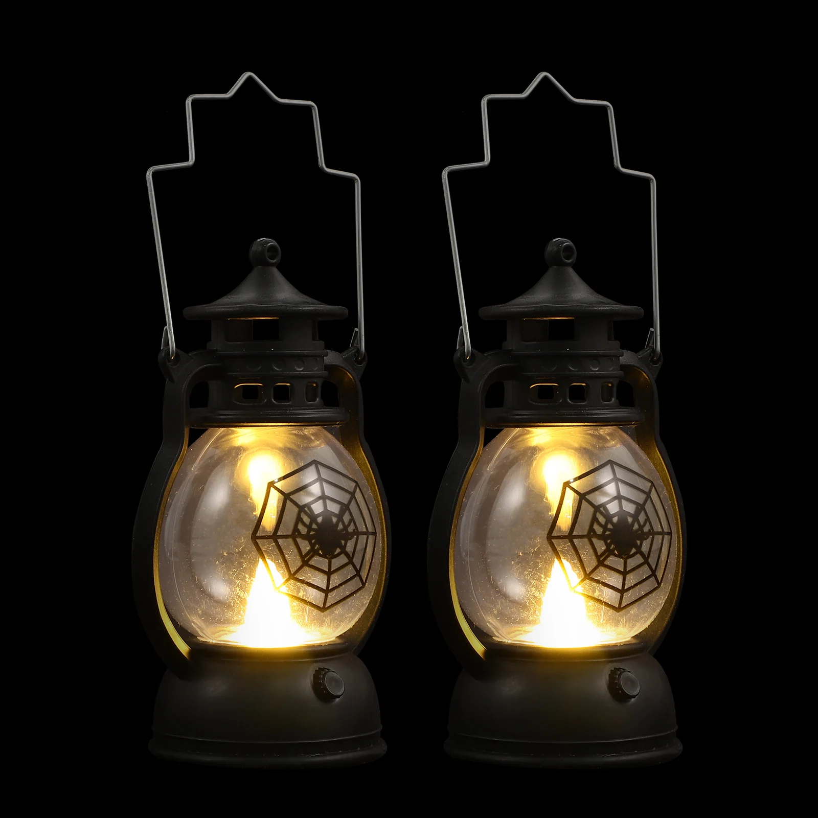 

2 Pcs Oil Lamp Lantern Plastic Decorative Halloween Decoration Operated Indoor Outdoor Retro Style H held