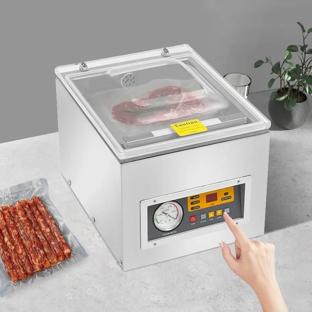 Sellador al vacío, cámara de DZ-260C Sellador al vacío Máquina de envasado de cocina 120W 110V Cámara de alimentos de cocina comercial para alimentos frescos