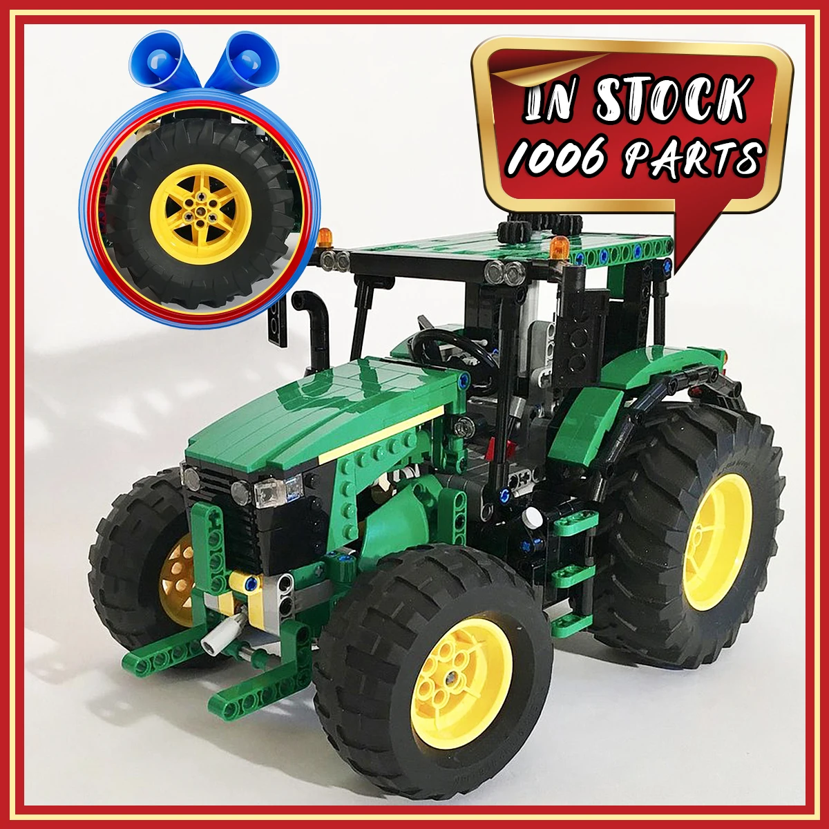 

Heavy-Duty Farm Tractor & Trailer Building Blocks Kit, MOC-77079 DIY Assembly Agricultural Car Model Set, Toy Display Gift for K