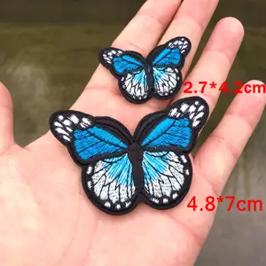 2 pçs borboleta bordado emblemas ferro em remendos em roupas diy vestido jeans chapéu acessórios de roupas dos desenhos animados apliques adesivos 10 principais vendas borboleta metal aplique - №1