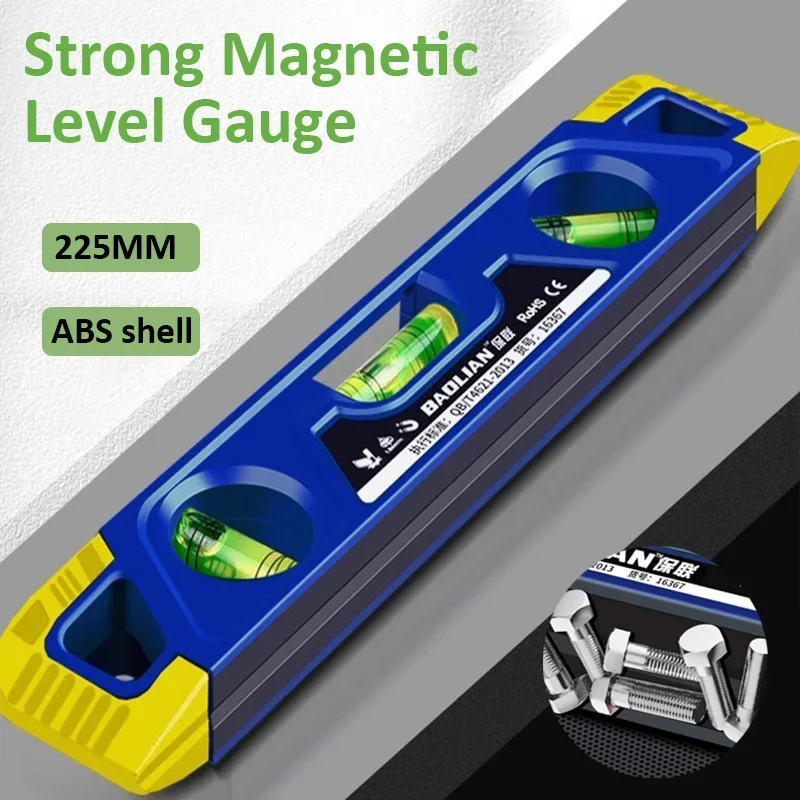 225MM Mini Level Gauge High-precision Horizontal Vertical Measure Ruler Strong Magnetic Three Type Horizontal Bubble Level Ruler