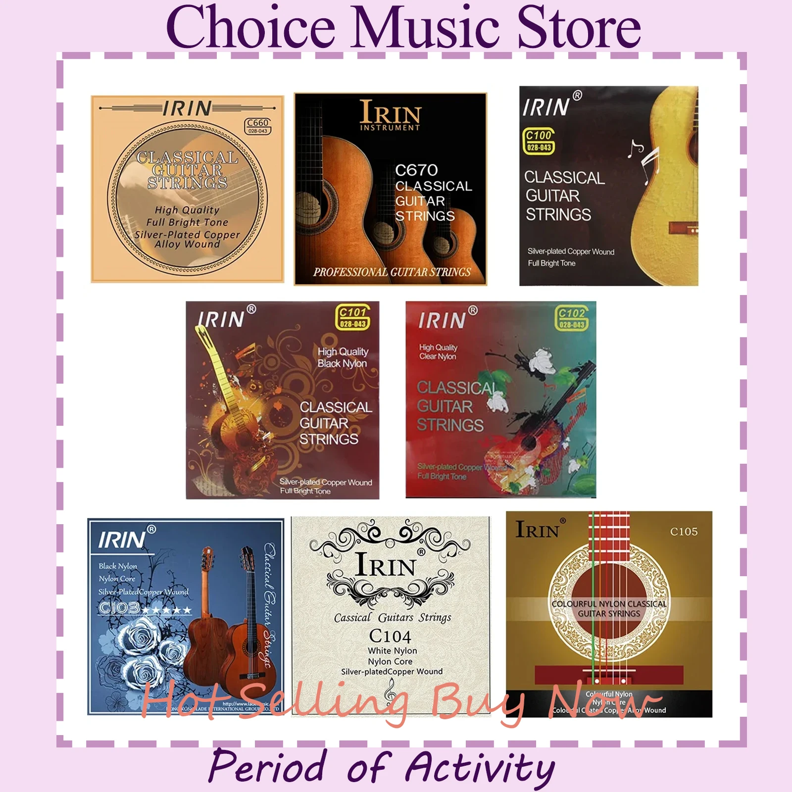 IRIN 6 قطعة سلاسل الغيتار الكلاسيكية سبائك النايلون مشرق لهجة سلسلة مجموعة عالية الجودة حقيبة داخلية واحدة أجزاء كوستيكية كلاسيكية