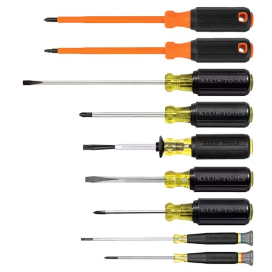

Electrician Tool Set with 3 Phillips (3) Slotted (1) Screw-Holding Driver (2) Insulated Drivers - Phillips and Square Cushion-G