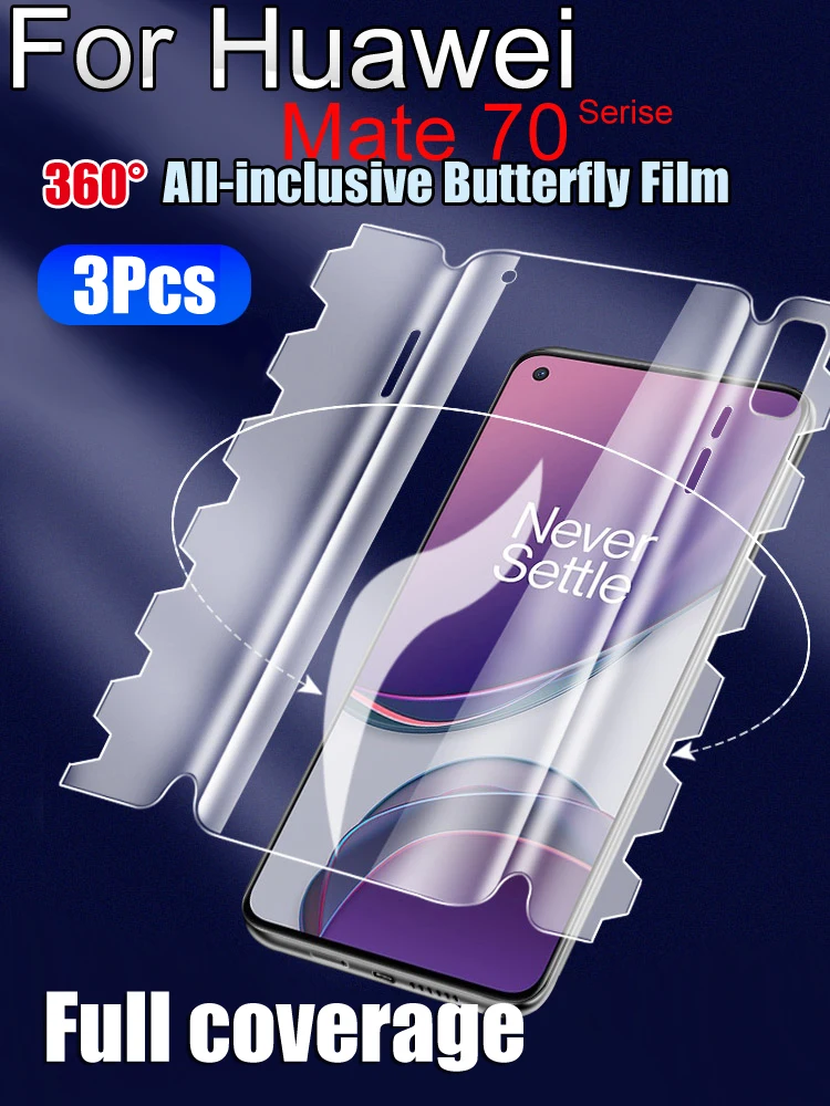 Mate70Pro+ Front Back Screen Protector For Huawei Mate70Pro Butterfly Hydrogel Film Mate70RS Full Coverage Soft HD Mate70ProPlus