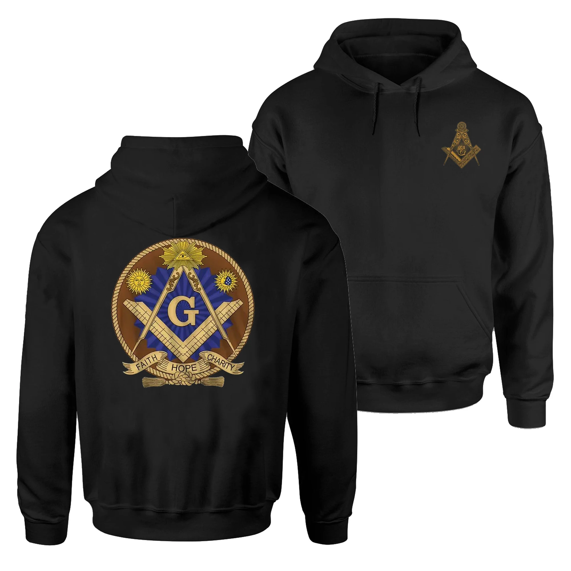 Faith Hope and Charity Masonic Freemason Pullover Hoodie Comfortable Cotton Casual Mens Sweatshirt Fashion Streetwear