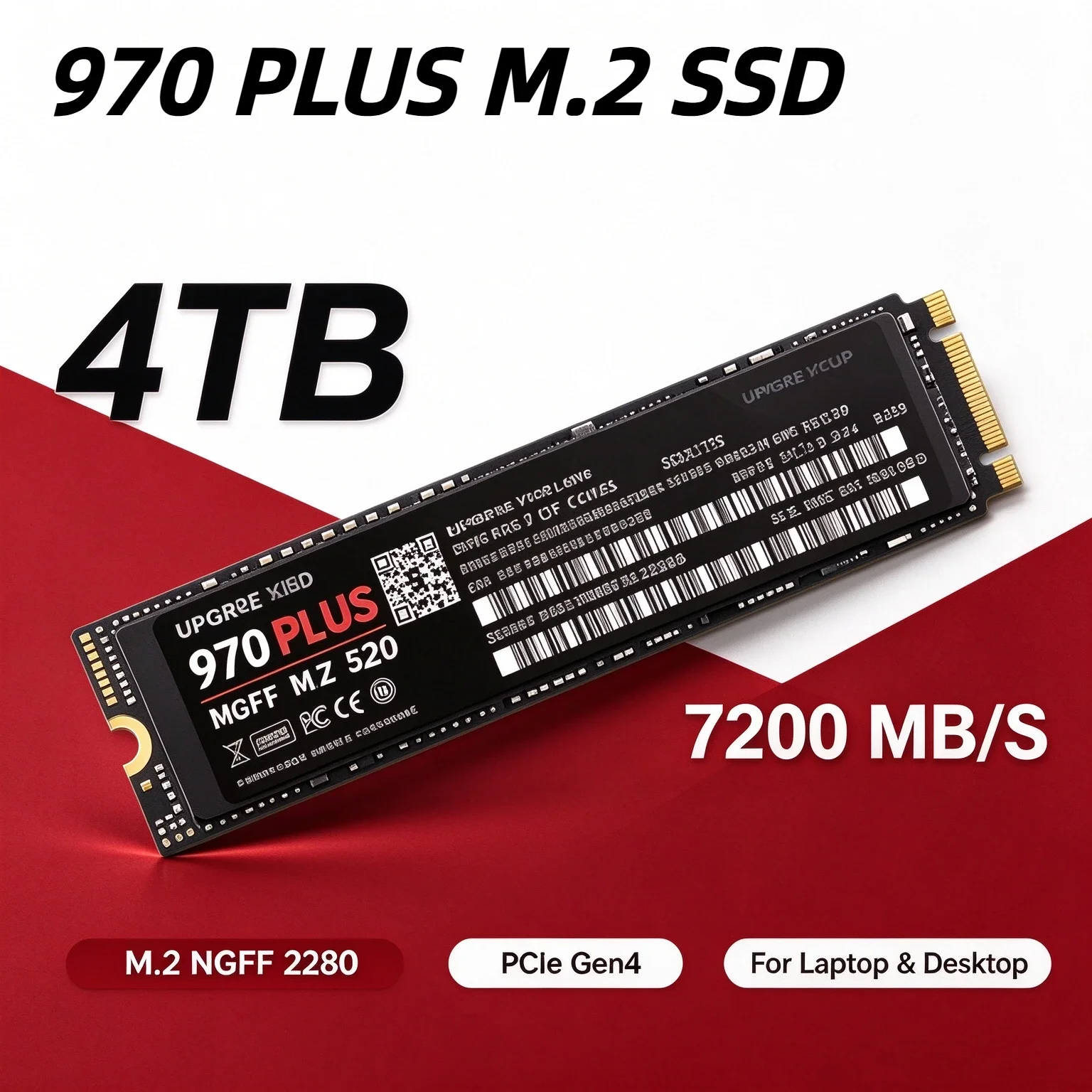970 PLUS M.2 NGFF SSD 7200MB/s TLC 3D NAND 2280 Internal Solid State Drive 500GB‑4TB For PS5 Gaming Desktop Laptop PC Storage