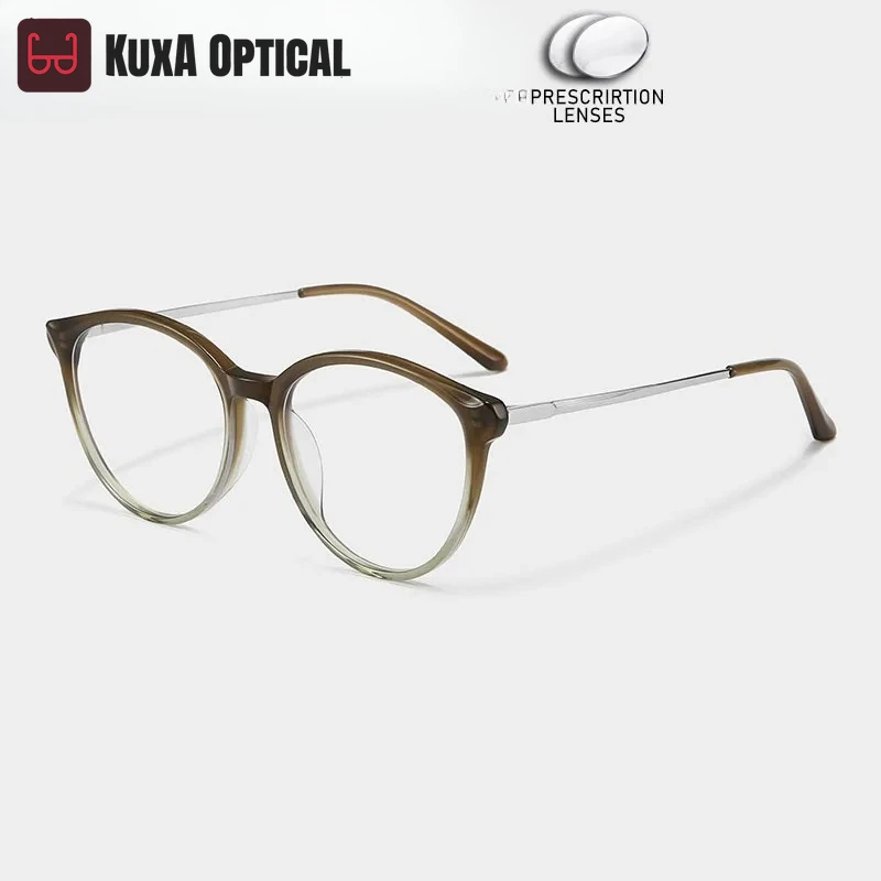 

KUXA ацетатные оптические очки для женщин, очки по рецепту для близорукости, прогрессивные линзы ADD, очки для дальнозоркости, устойчивые к царапинам