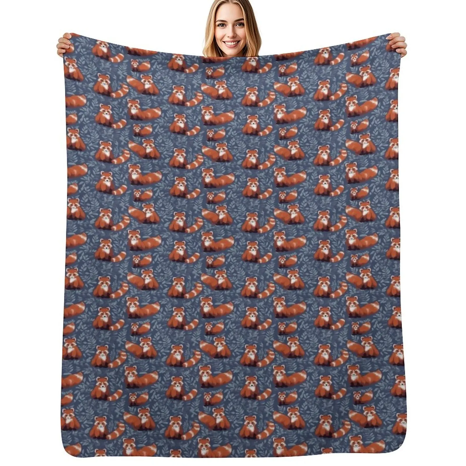 

Cute Red Panda Pattern Throw Blanket Cozy Light Blanket for Travel Camping Picnic