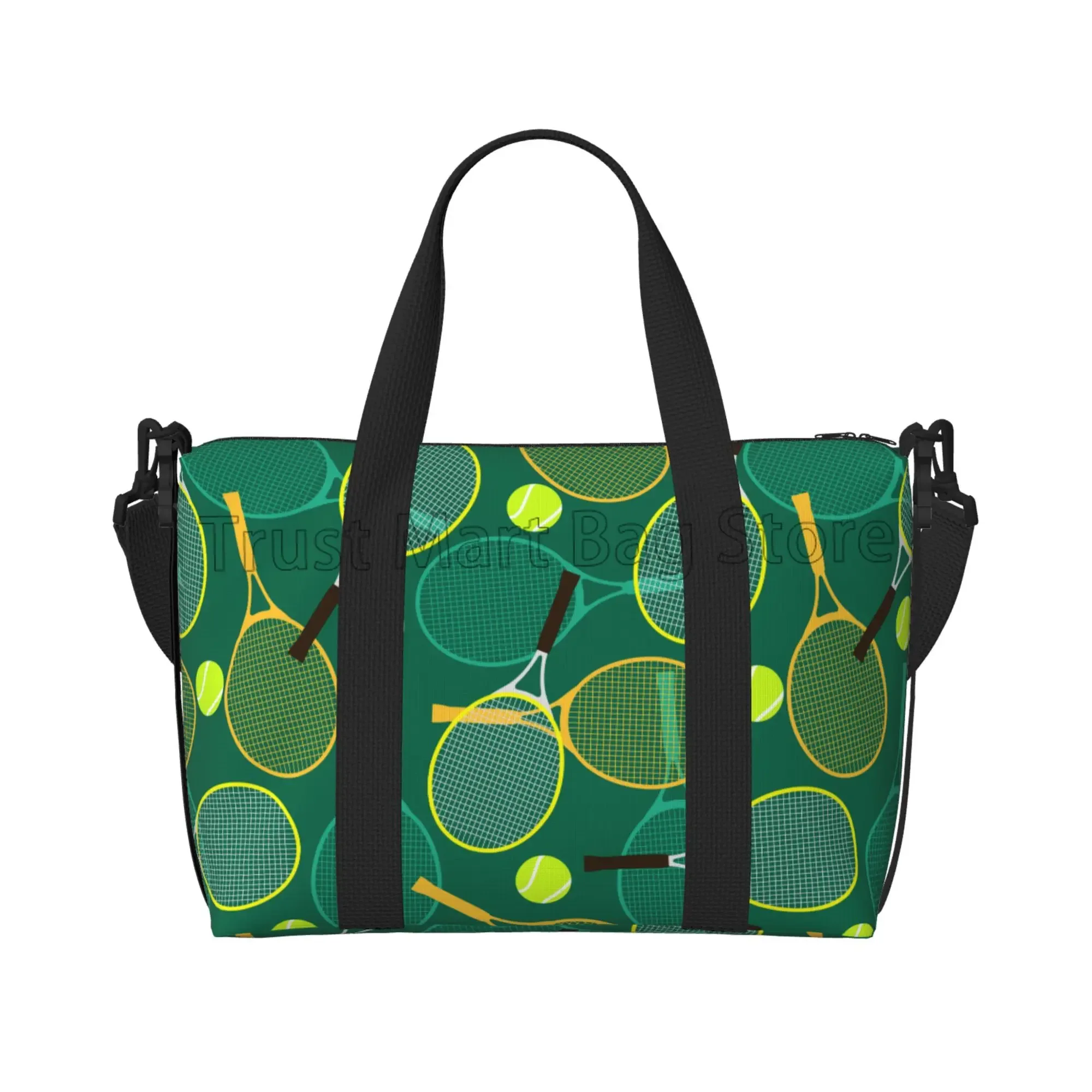 

Tennis Rackets and Balls Print Travel Duffle Bags Multipurpose Weekender Overnight Bags Unisex Casual Waterproof Luggage Bag