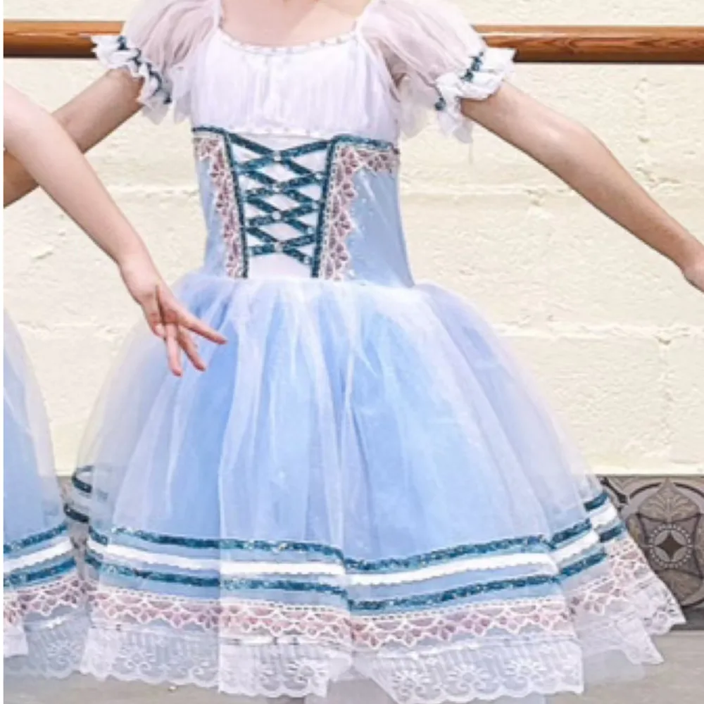 

Professional Ballerina giselle ballet dress professional romantic blue Tutu Long Skirt costume Adults Children Girls Kids Women