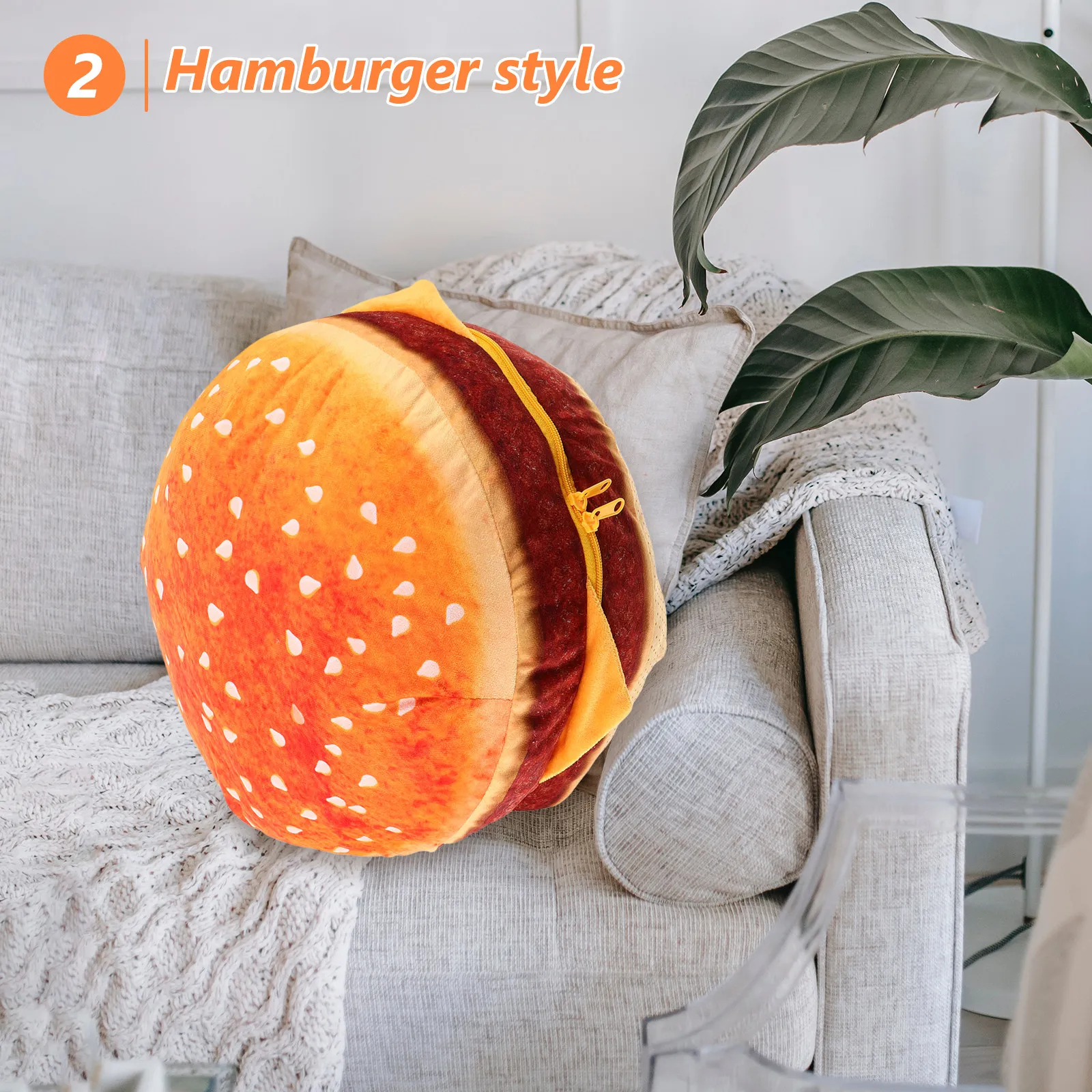 Hamburger Soft Pillow Stuffed Cheese Hamburger Throw Cushion Decorative Food Cushion for Sofa Bed Room Decoration Novelty