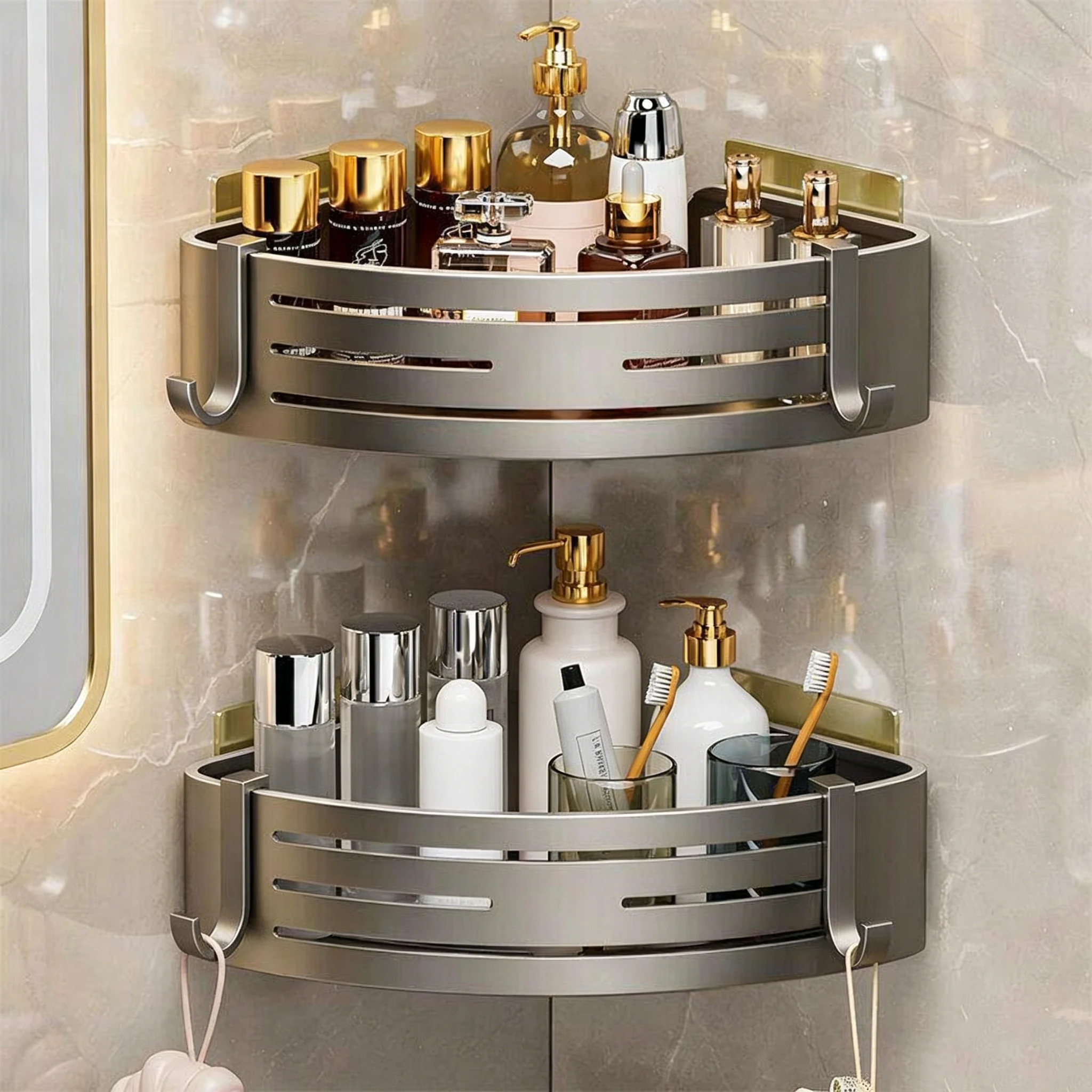 

Suction Cup No-Drill Stick-on Bathroom Corner Shelf