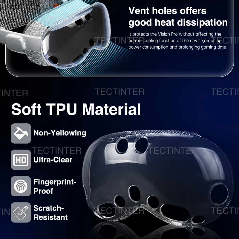 غطاء حماية من مادة TPU متوافق مع حافظة Apple Vision Pro المضادة للخدش لملحقات مضيف سماعات الرأس Vision Pro VR