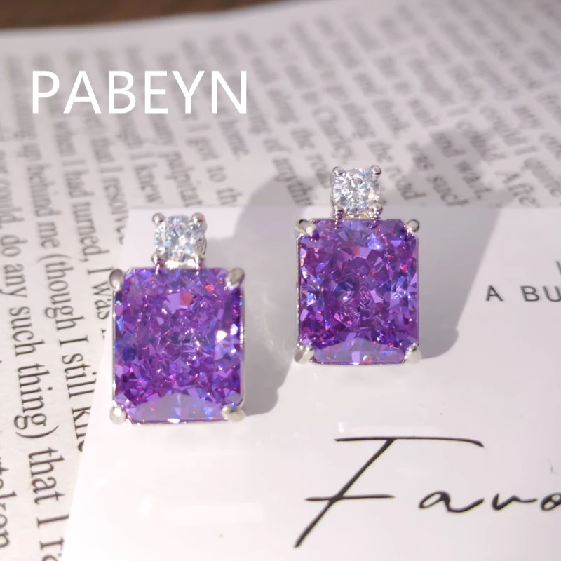 925 Sterling Silver Fashion Ice Flower Cut Large Carat Perfume Bottle Zircon Stud Earrings Birthday Party Anniversary Gift