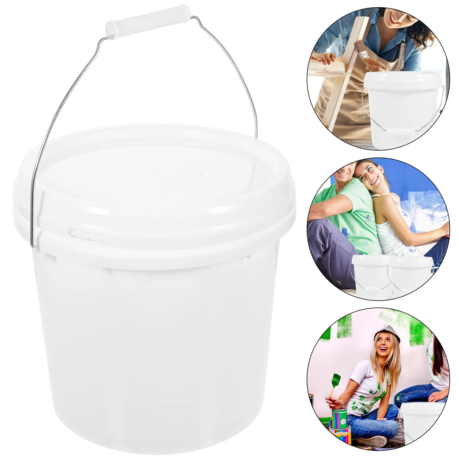 

Plastic Barrel Paint Storage Bucket Buckets with Handles Small Hand-held White Outdoor Practical