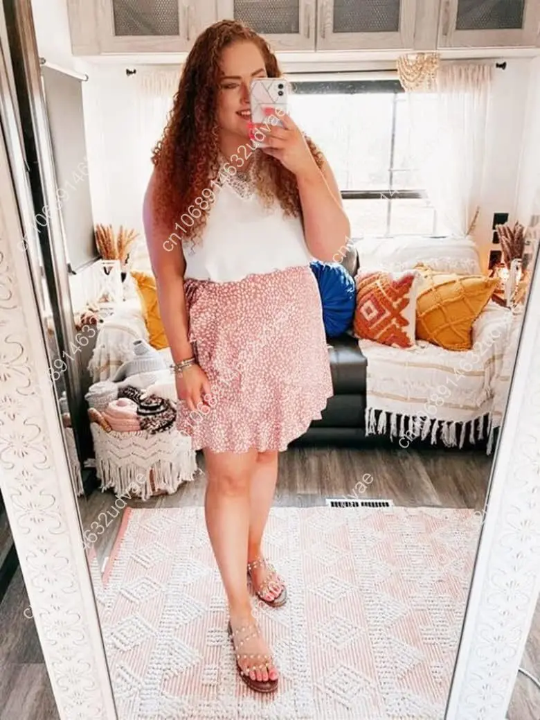 تنانير Naggoo النسائية الصيفية القصيرة ذات الخصر العالي المكشكشة ذات الخصر العالي #4