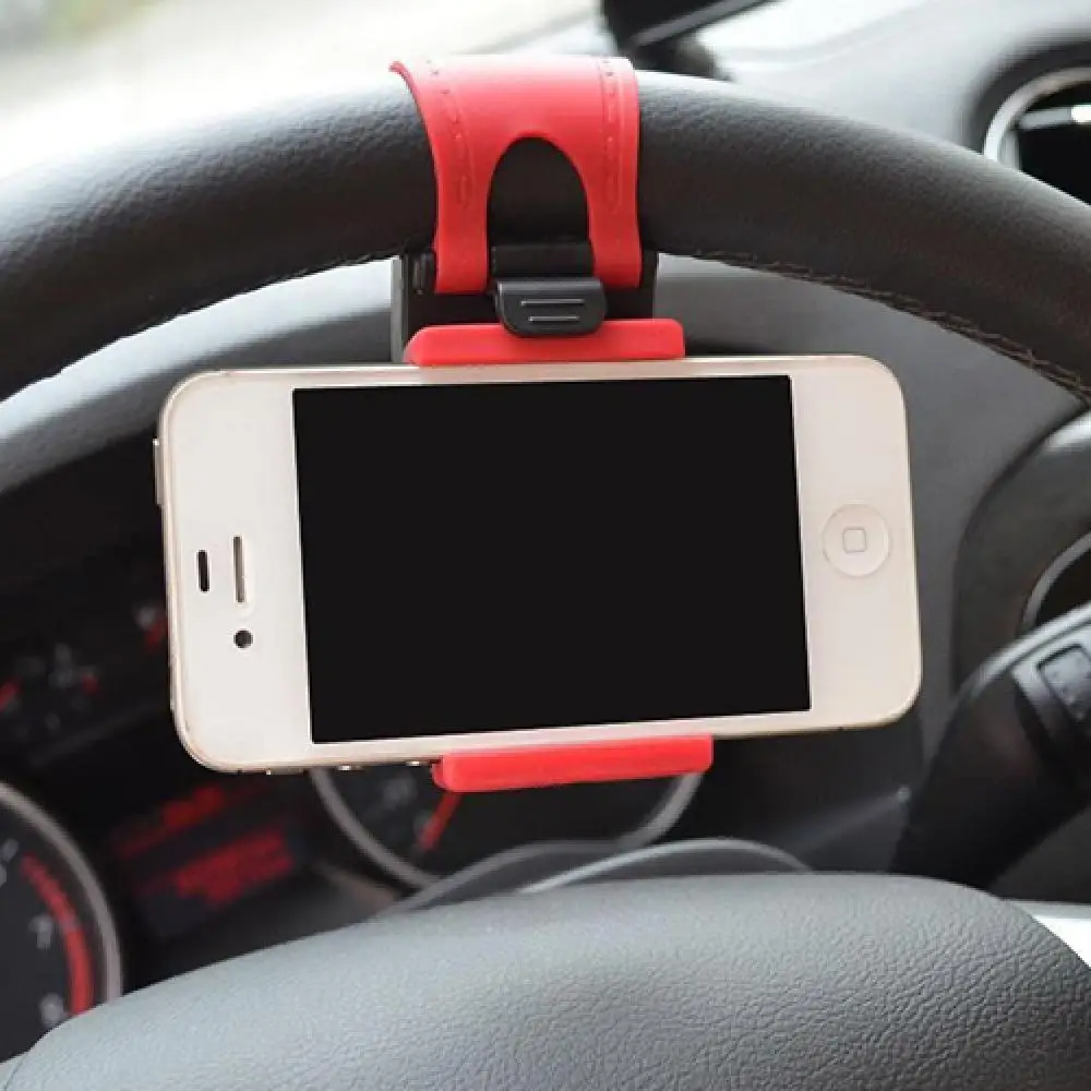 Adjustable Phone Stand Mount Auto Car Steering Wheel Mount Holder Rubber Band for iPhone Smartphone GPS