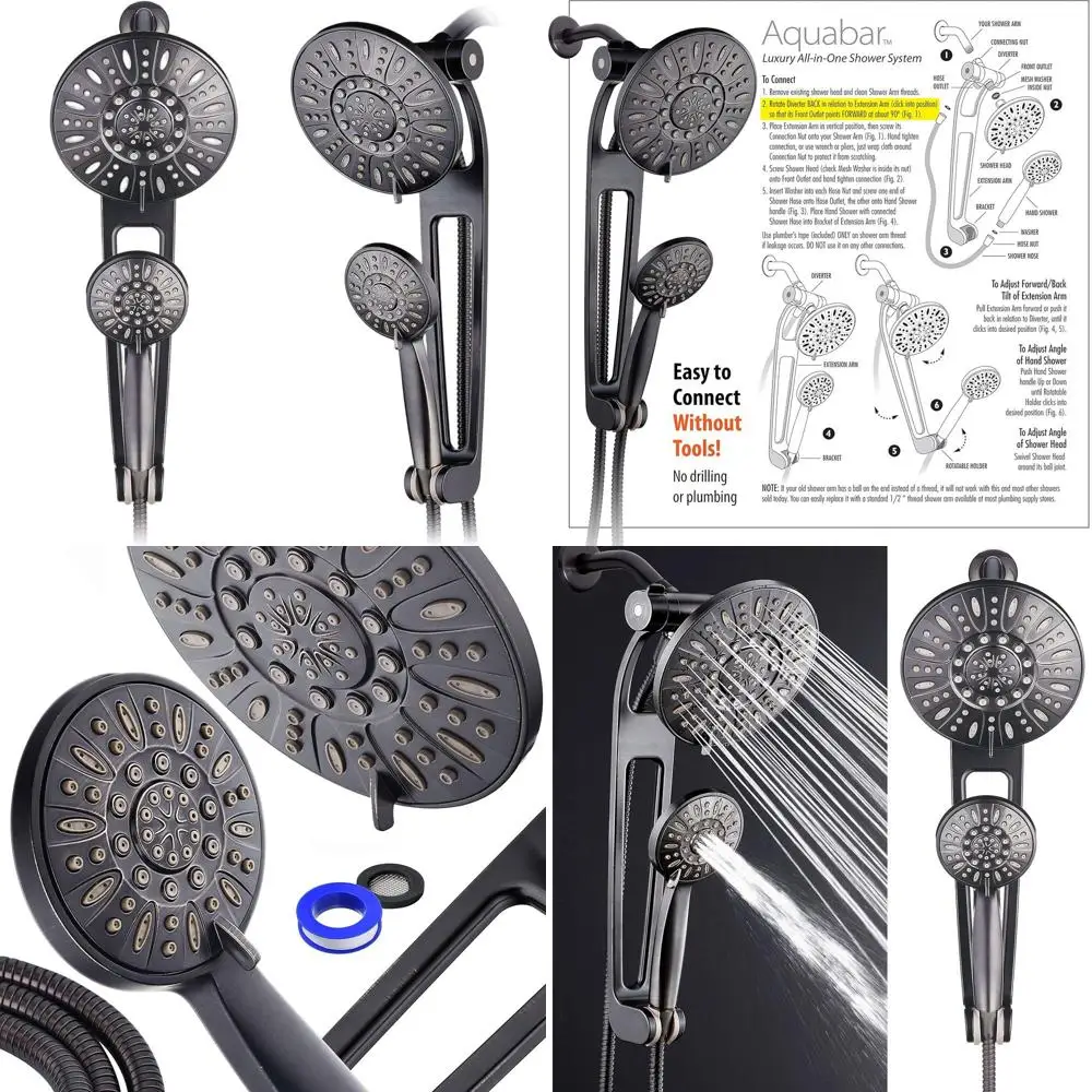 

48-inch 3-Way Shower Spa with 18 Extension Arm, Rain & Handheld Options in Oil-Rubbed Bronze