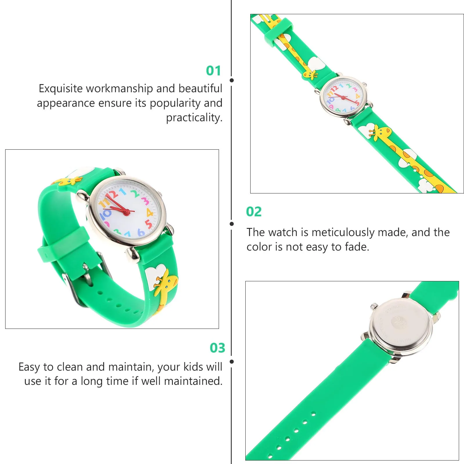 1Pcs 3D Watch Cartoon Style Watch Colorful Wristwatch for Comfortable Wear Easy to Clean Long-Lasting Use