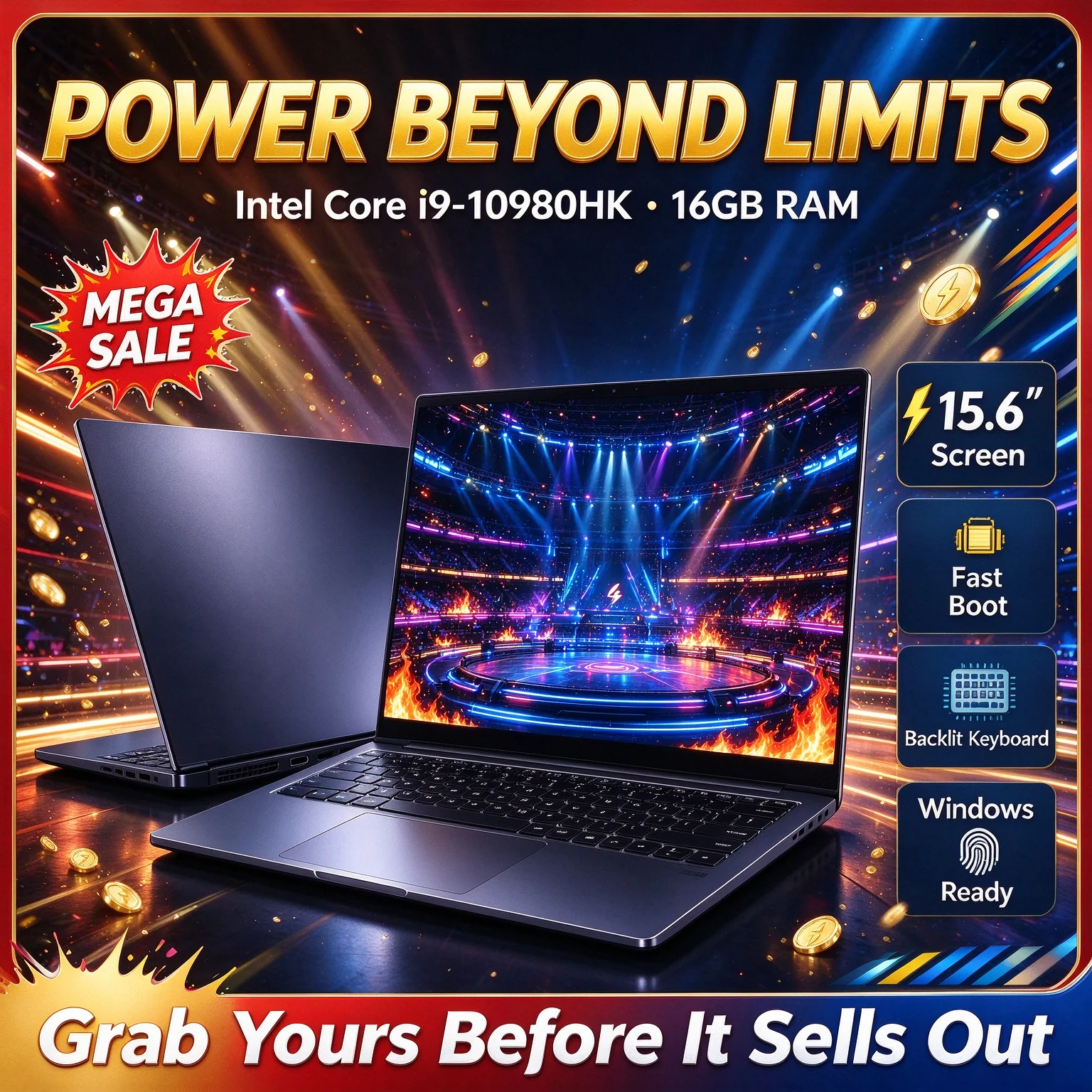 Computador portátil para jogos de 15,6 polegadas, com processador Intel Core i9 10980HK, sistema operativo Windows, 16/32 GB de RAM, desbloqueio por impressão digital.