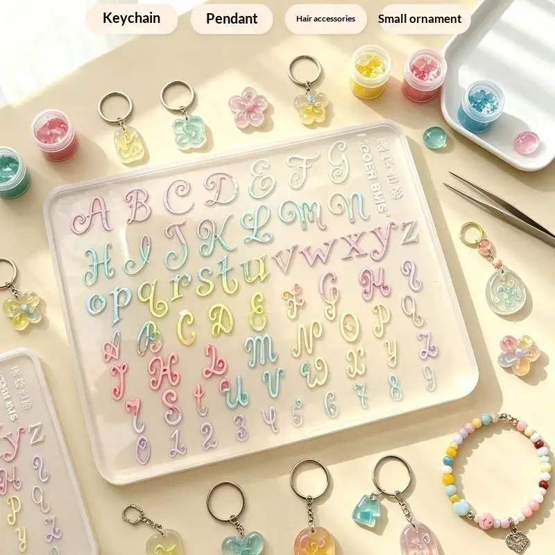 1Pcs Gothic Script Alphabet DIY 3D Nail Art Charm Mold Y2K Curly Letter & Number Silicone Mold Handmade Ornament