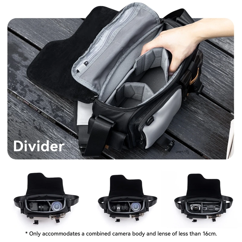 Bolsa para câmera Ulanzi MS12 5,6L alça ajustável extensível com compartimento interno para lentes de drones DSLR Snoy Tablet bolsa de ombro