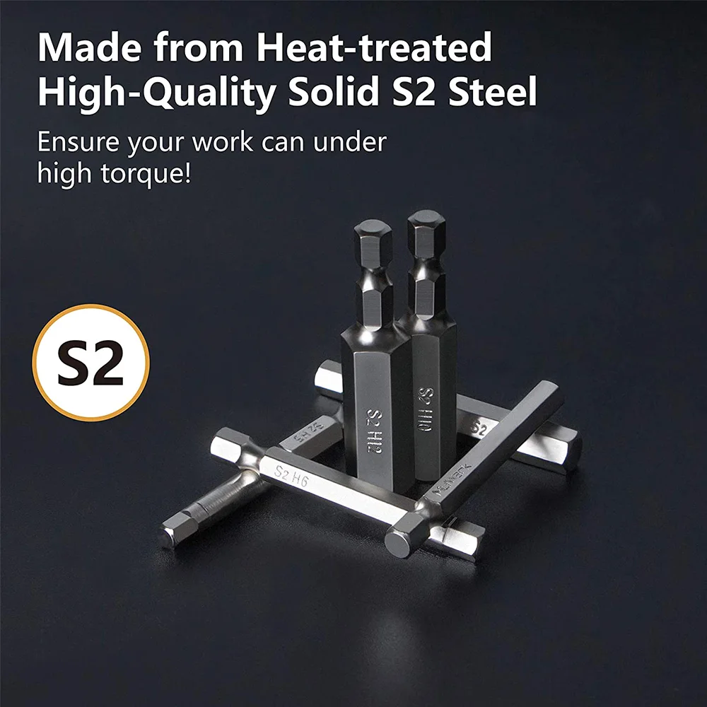 20Pcs Hexagonal Screwdriver Head Set S2 Alloy Steel Allen Screwdriver Socket Bit Metric Magnetic Screwdriver Bits Tool