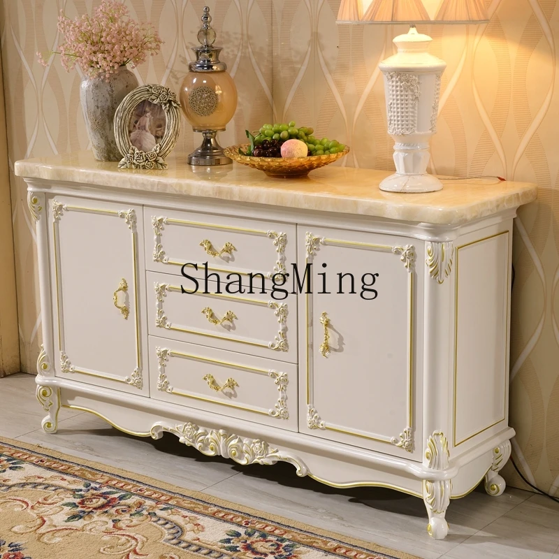 

DHY marble dining side cabinet, solid wood tea storage cabinet, partition entrance cabinet behind the sofa