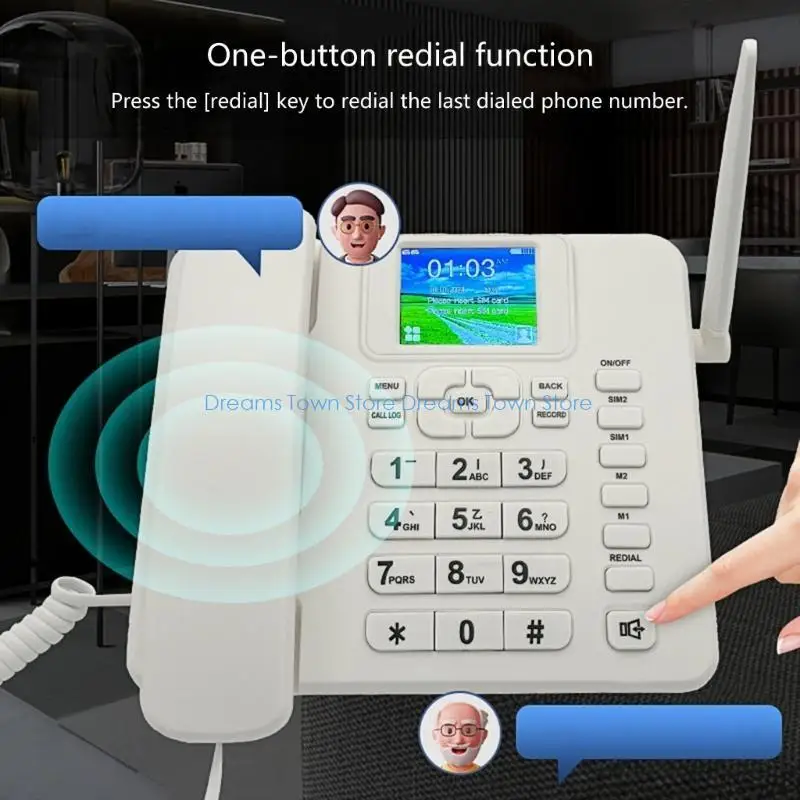 HX6A 2G Desk Phone 2.4inch Color Display Support Full Netcom with Speed Dials Recording Functions for Trade Shows Home