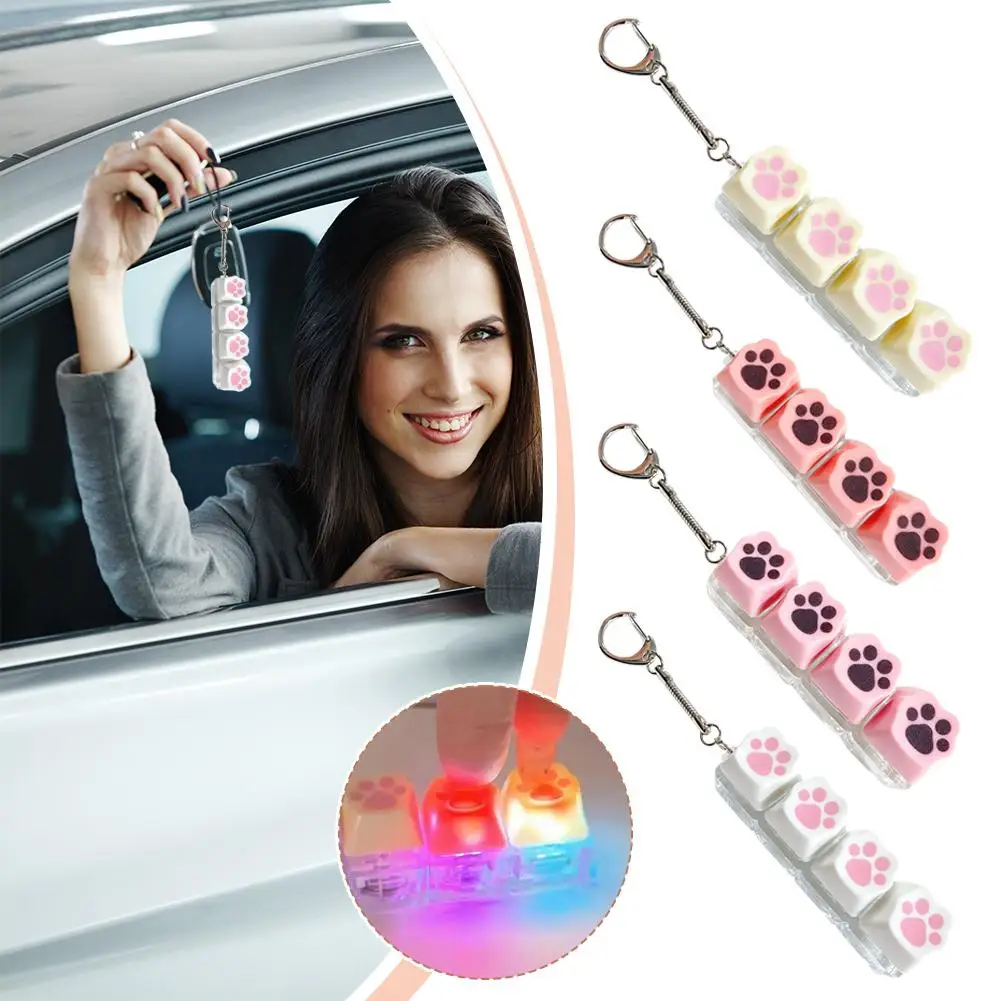 Multi-Color Cat Paw Glowing Fidget Keychain, Stress Relief Sensory Toy, Portable Anxiety Relief Key Ring,Fashion Car Keychain
