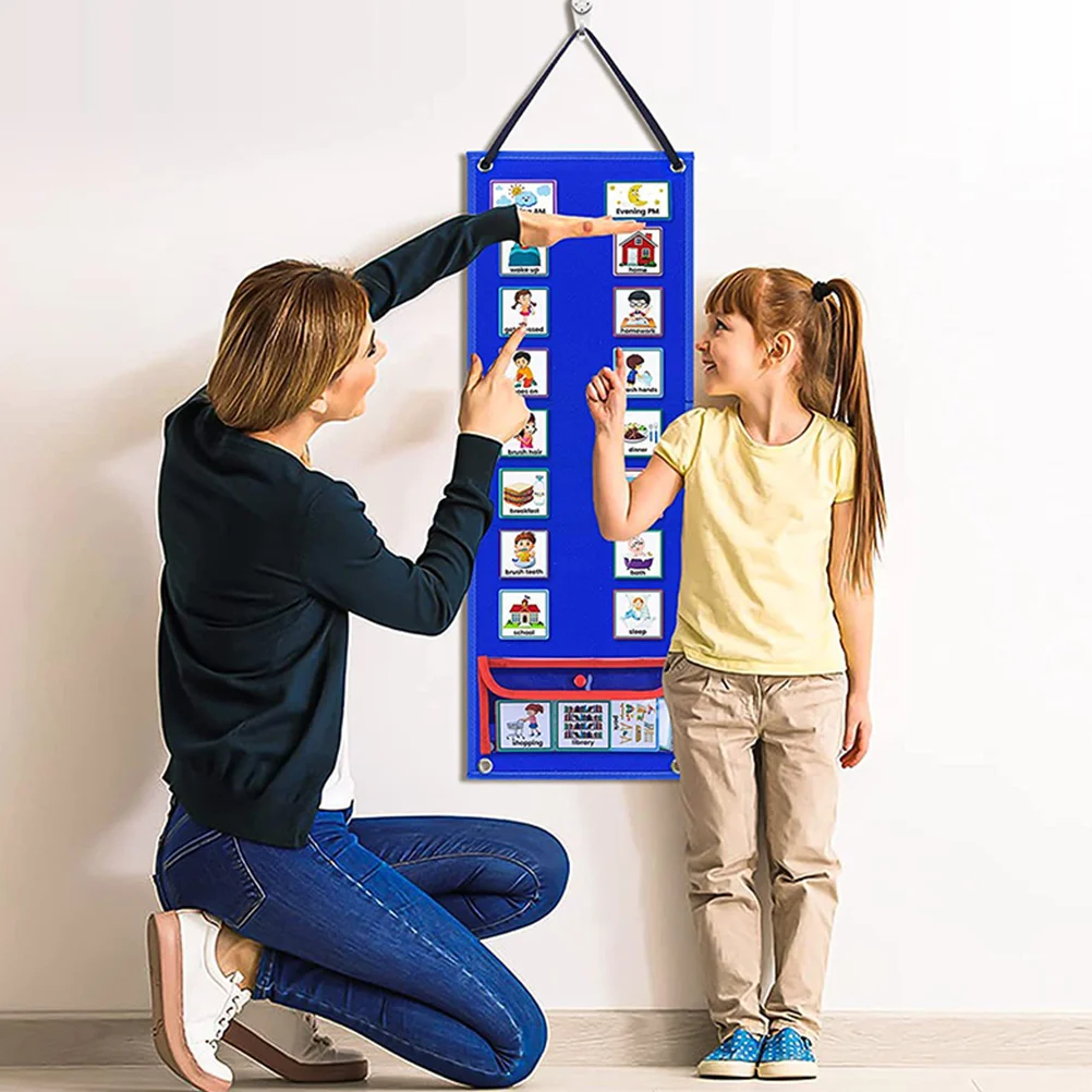 Calendario Gráficos de lana Materiales de aprendizaje Rutina de la hora de dormir para niños pequeños Horario visual diario para niños