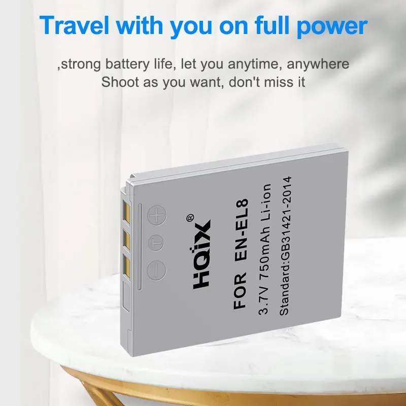 

HQIX for Nikon COOLPIX S9 S5 S6 S50 S50C S7C S2 S3 S4 S8 S51C L2 P1 P2 L1 Camera EN-EL8 Charger Battery
