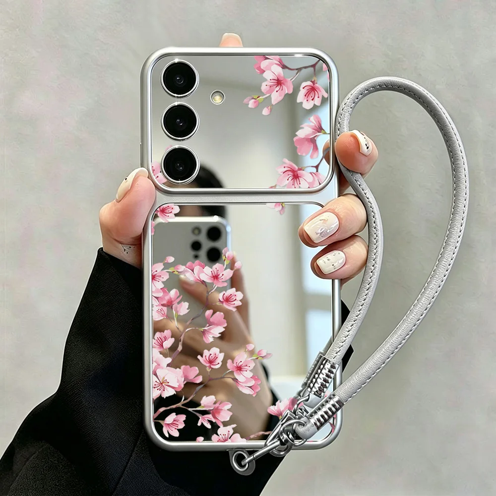 Make Up Mirror Flower Phone Case For Samsung A57 5G A56 A55 A16 A54 S26 Ultra S25 FE A17 A53 A37 A36 A35 S24 S23 A07 A06 Cover