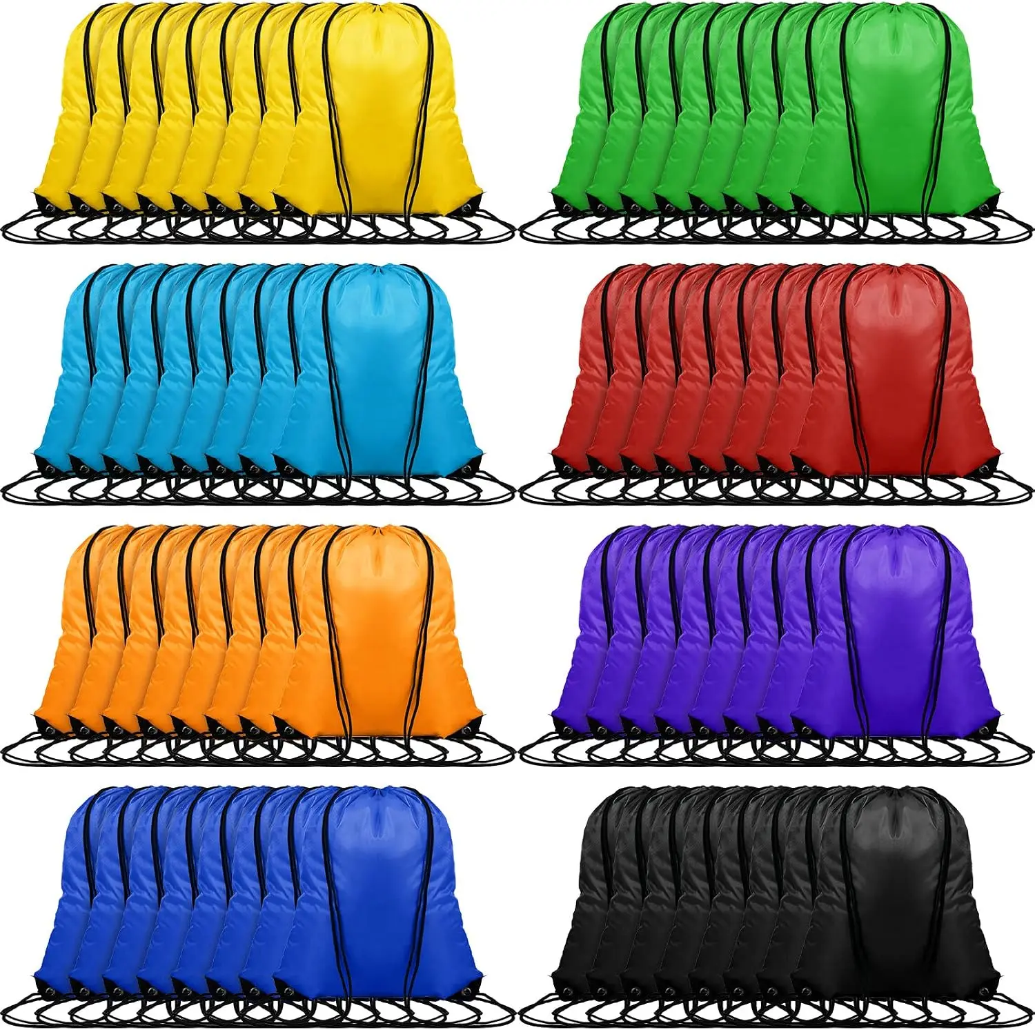 120 Pcs Drawstring Backpack Bulk, 8 Colors Nylon Sport Gym Bags | Draw String Bags, Nylon String Backpack Bulk,String Bag for School Teen Student, Reusable Mixed Color Sport Backpack Pack