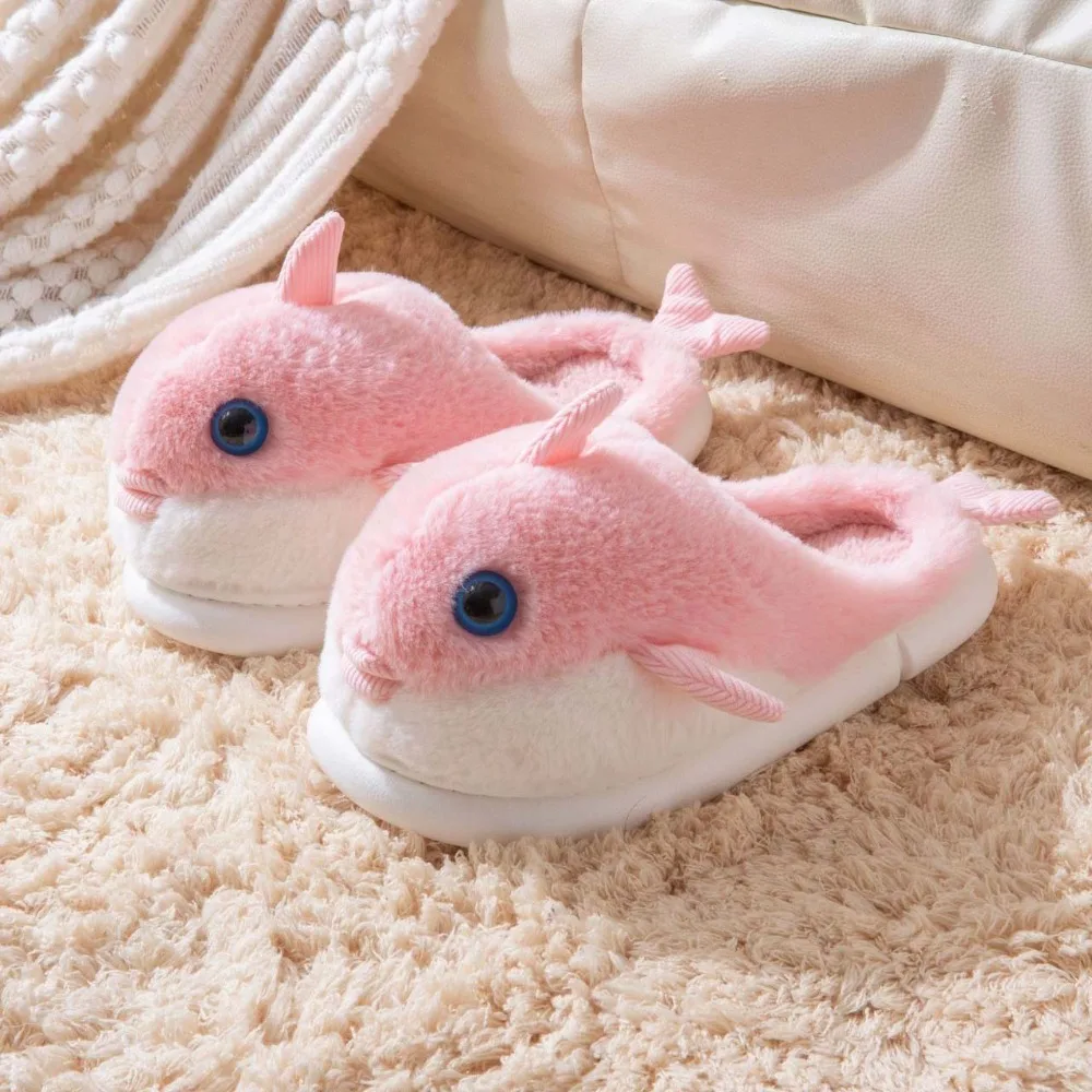 

Whale Shark Dolphin Slippers Slides Loafers Winter Shoes Winter Fluffy Slippers Funny Soft Warm Fur Slippers Indoor Outdoor