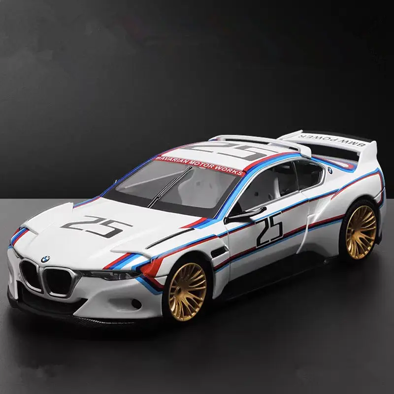 

1:24 BMW CSL Alloy Track Racing Car Model Diecasts Metal Toy Car Vehicles Model Simulation Sound and Light Collection Kids Gifts