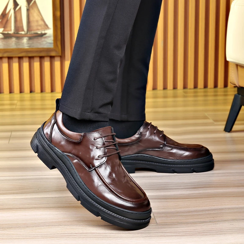 Shoes For Men lace up Casual Easy Wear oxfords Men Genuine Leather Fashion office Work Designer men shoes 2024 New Arrival