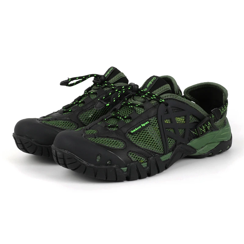 HIKEUP Outdoor Men Water Shoes Women Hiking Shoes Quick Dry Fast Interference Breathable Non-slip Rubber Sole PU Walking Shoe