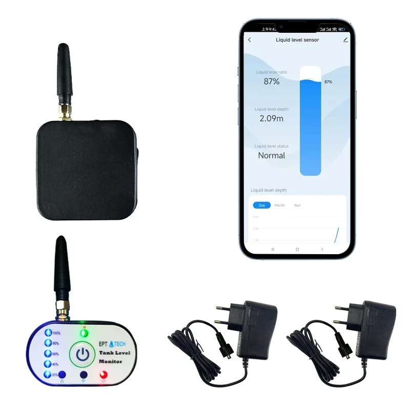 RF Signal Tuya App LCD display Depth Long Distance Wireless Gauge Water Oil Measure Check Alarm Water Tank Level Sensor