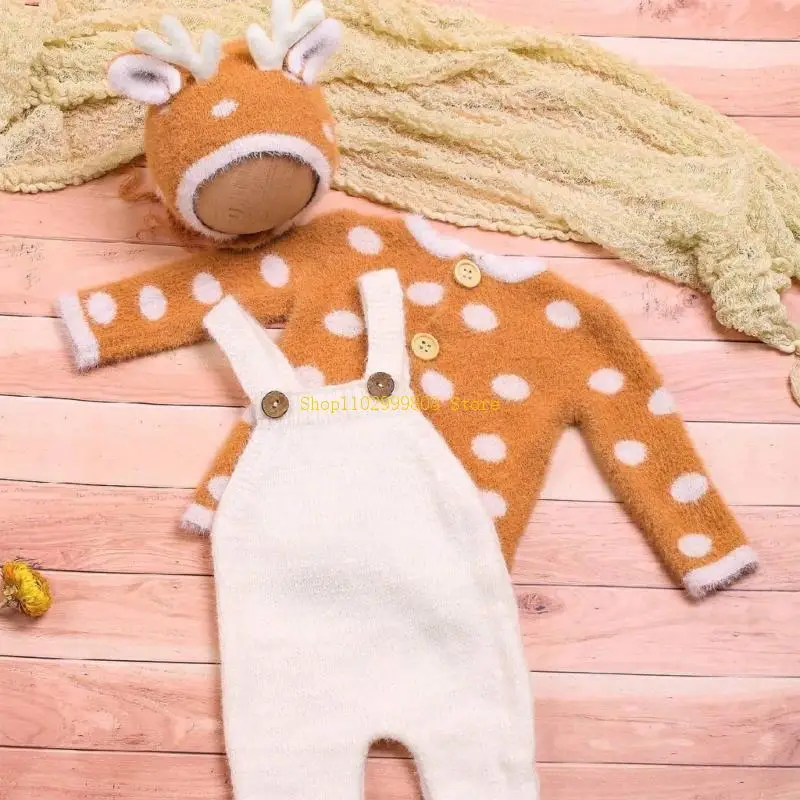 الطفل التصوير الدعائم عيد الميلاد الغزلان زي متماسكة قبعة السراويل قمم لحديثي الولادة J0MF