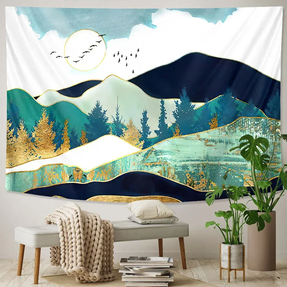 Nordic simple psychedelic scene home decoration tapestry Hippie Bohemian DECORATION TAPESTRY beach mat bedroom wall hanging