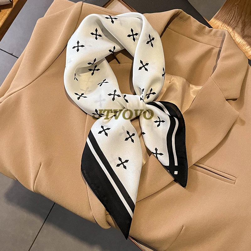 Fashion Handkerchief Print 70*70cm Silk Satin Neck Scarf Women Small Shawl Hair Female office Lady bandanna foulard muffler wrap