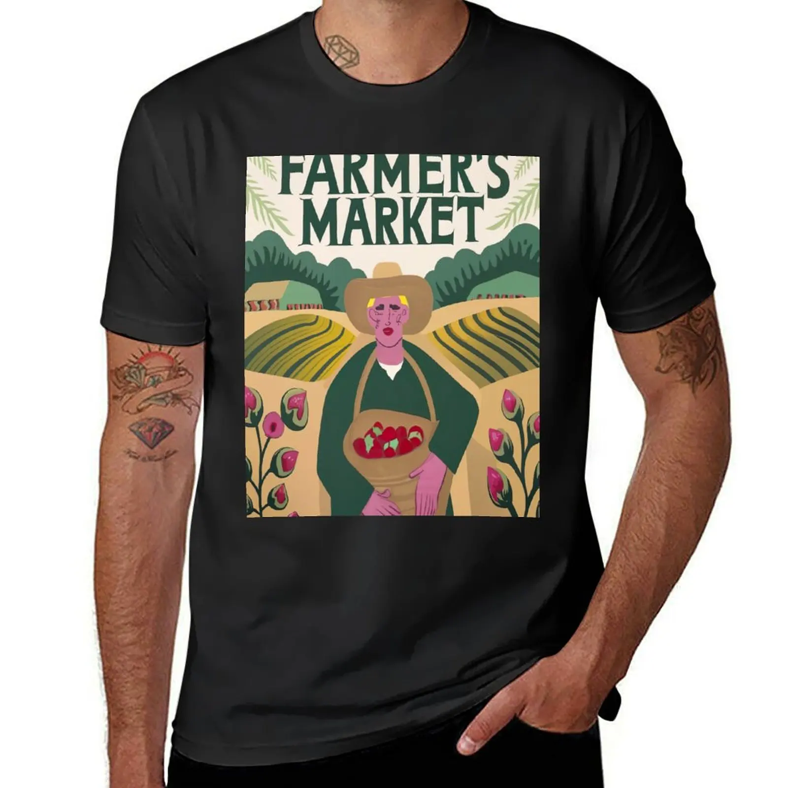 Fresh Produce Galore Vibrant Farmers Market T-Shirt summer top tops mens cotton t shirts