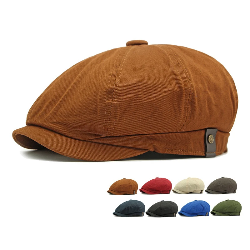 

Mistdawn Vintage Cotton Newsboy Beret Cap Octagonal Hat Adjustable Breathable Sun Protection Retro Flat Ivy Cabbie Painter Cap