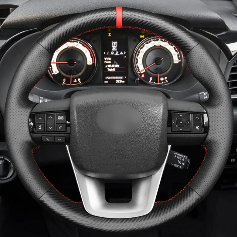 

Прошитый вручную нескользящий чехол из натуральной кожи для Toyota Hilux Revo 2015-2019 аксессуары для рулевого колеса