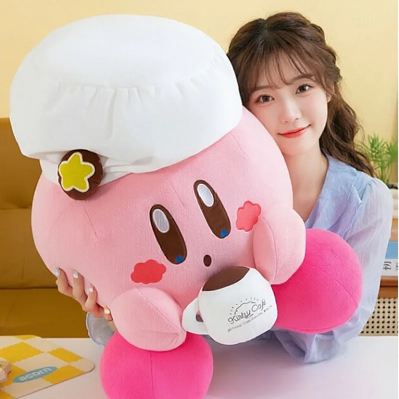 30-60cm Barista Kirby Plush Toy Cute Stuffed Doll Cartoon Anime Star Hug Pillow Pink Gift for Kids Birthday Room Decoration