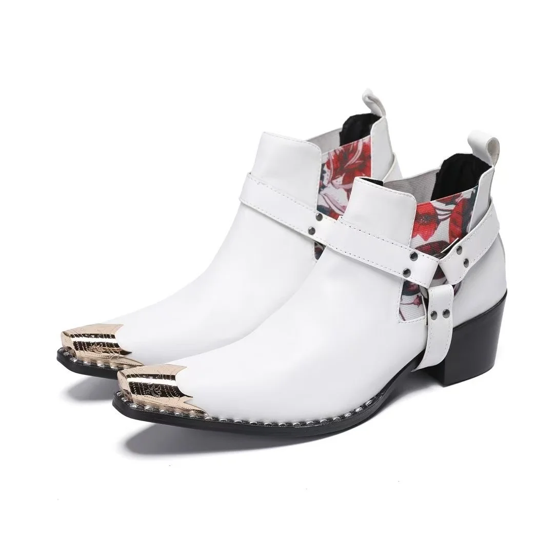 Schwarze Herren-Stiefeletten aus Schlangenleder mit Nietenbesatz, Blockabsatz, auffälliges Design, modische Schuhe für Bars, Bühnen, Streetwear und besondere Anlässe. – Detail 18